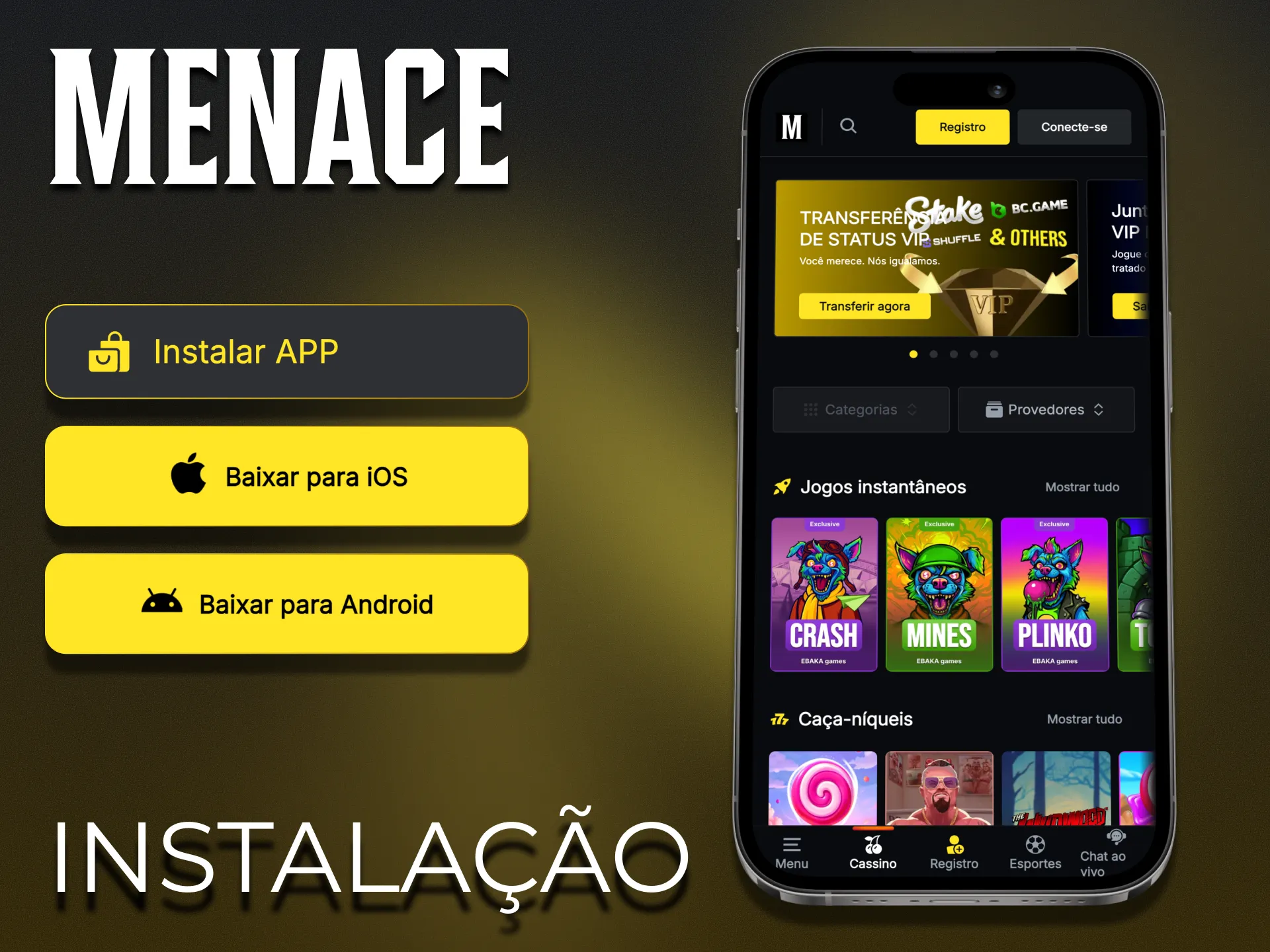 Use a versão móvel do site Menace King.