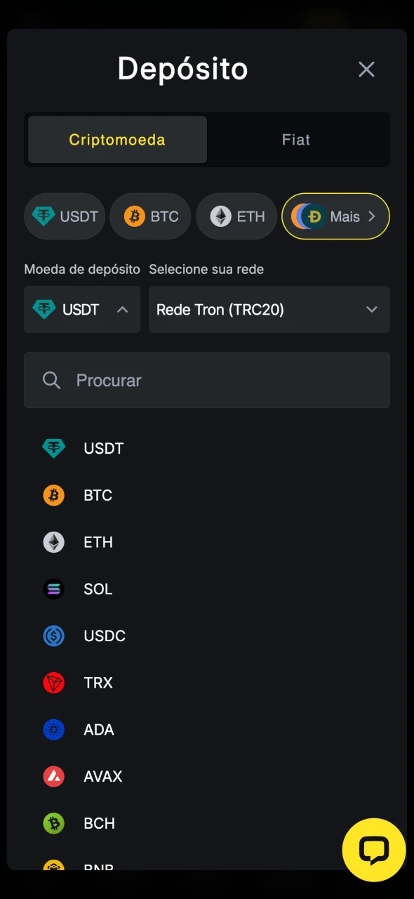 Faça o depósito com o método preferido na Menace King.