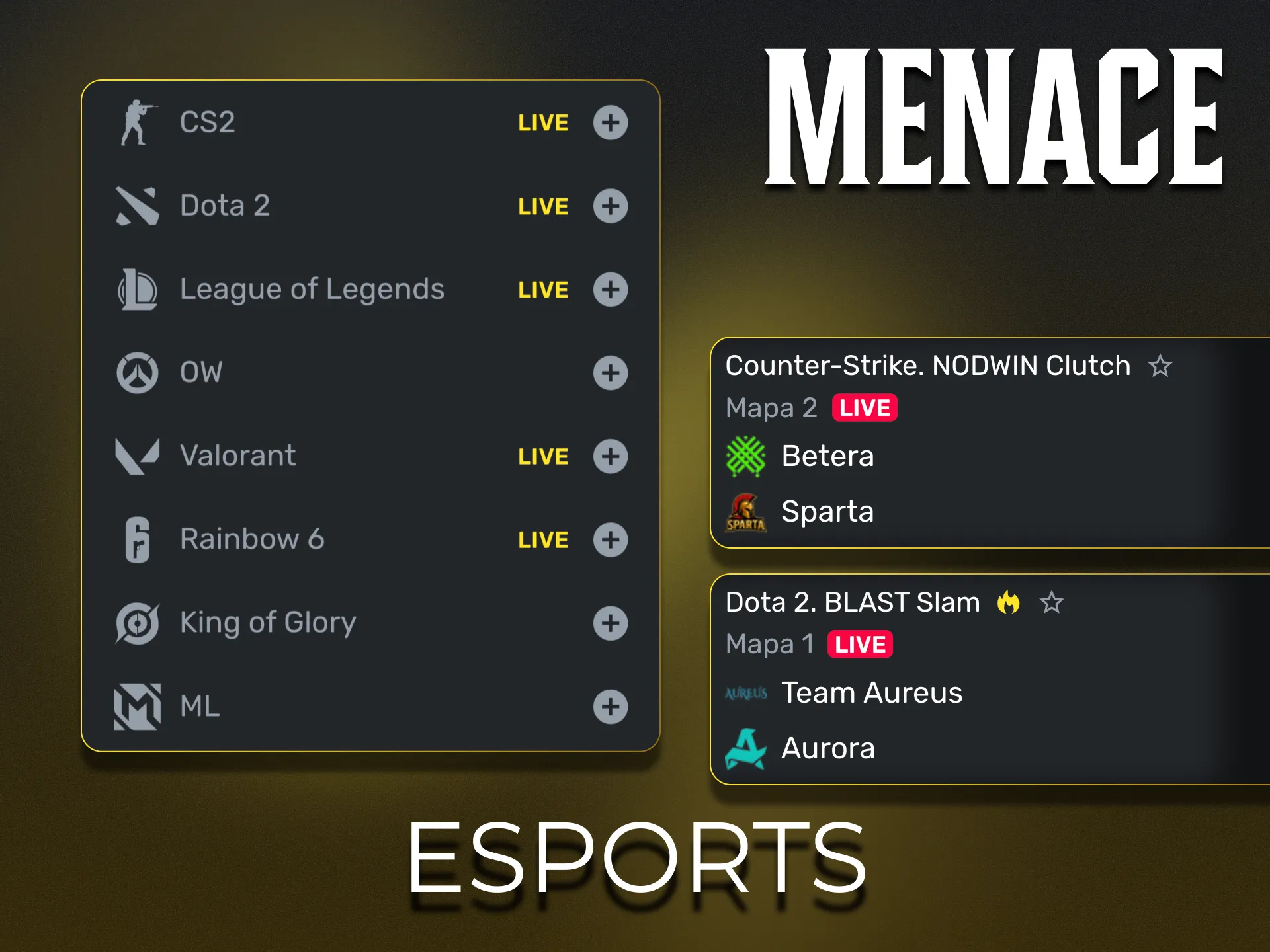 Experimente as apostas em eSports no site oficial da Menace King.