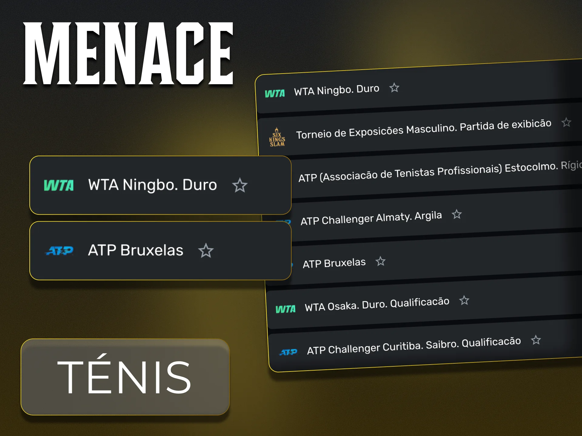 Na Menace King, pode apostar em muitos eventos de ténis por dia.