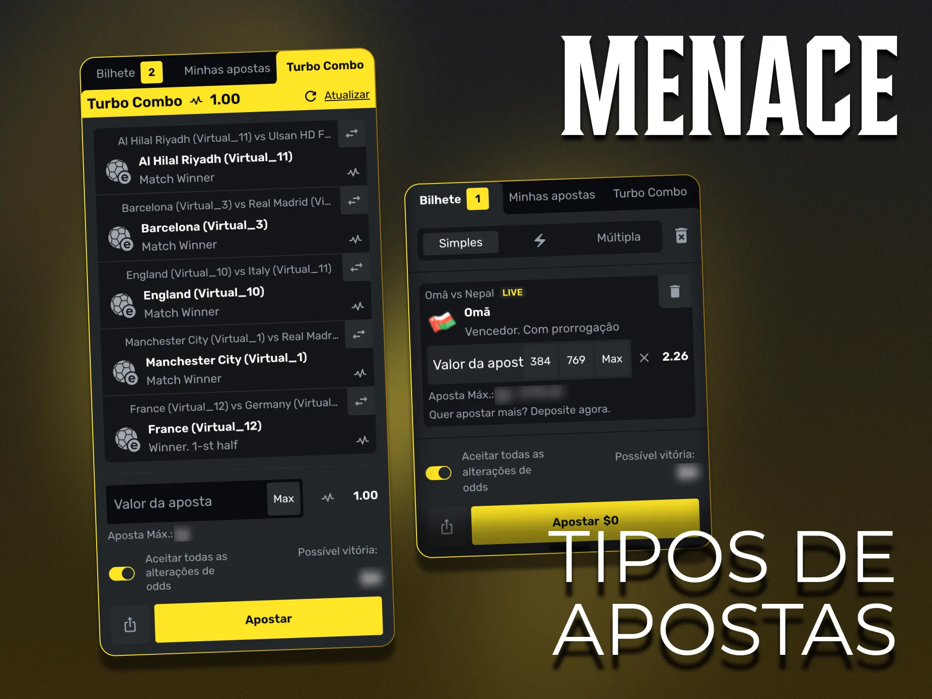 Saiba mais sobre os principais formatos de apostas no Menace King.