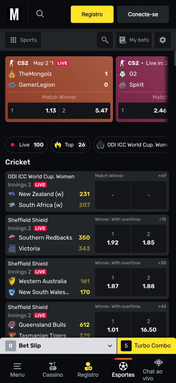 Pode experimentar apostas desportivas na aplicação Menace King.