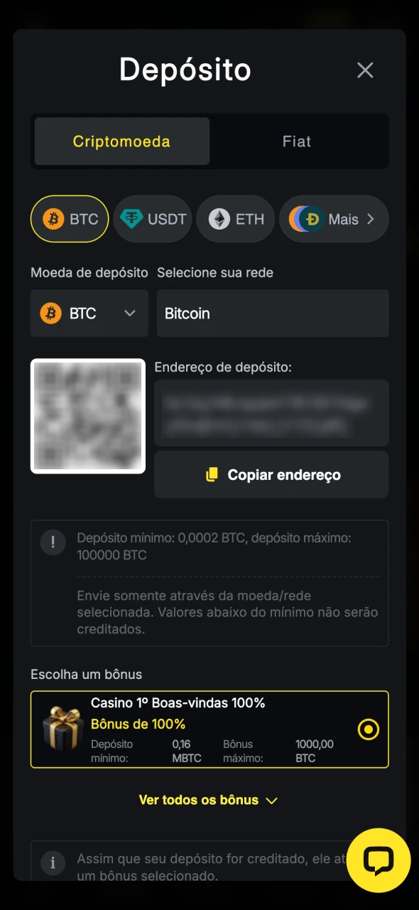 Escolha o método de depósito na aplicação Menace King.