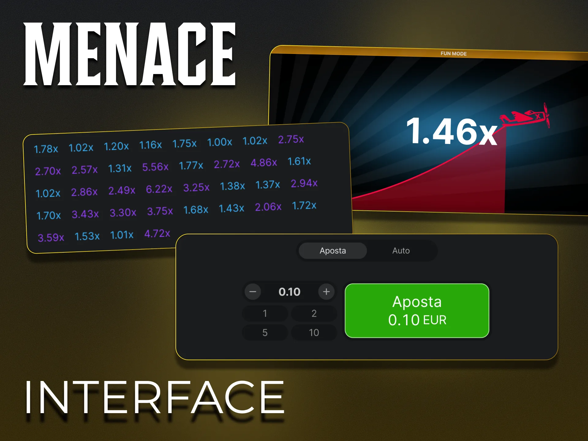 A interface do Menace King Aviator é simples.