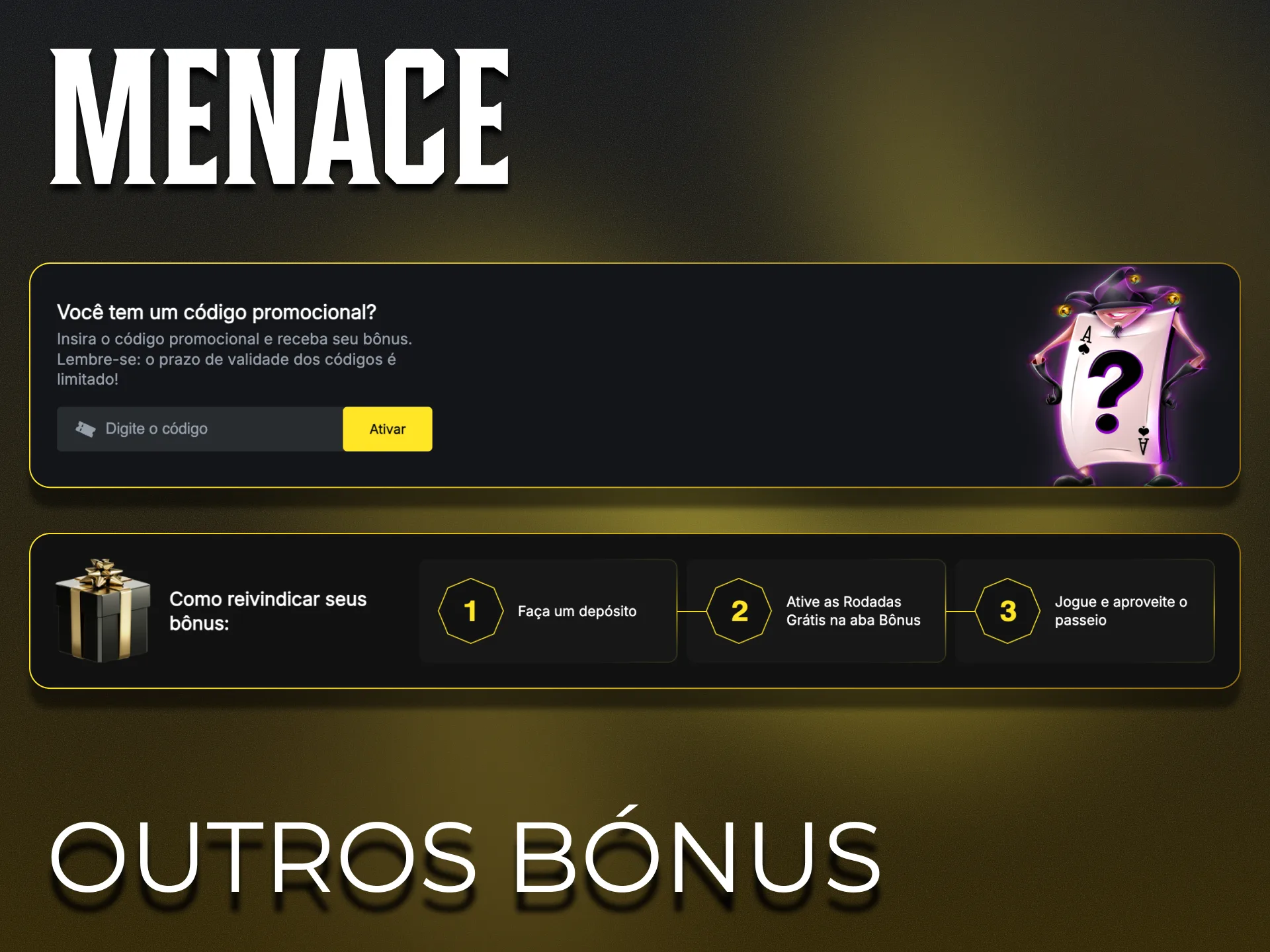 A plataforma Menace King oferece promoções semanais e diárias.