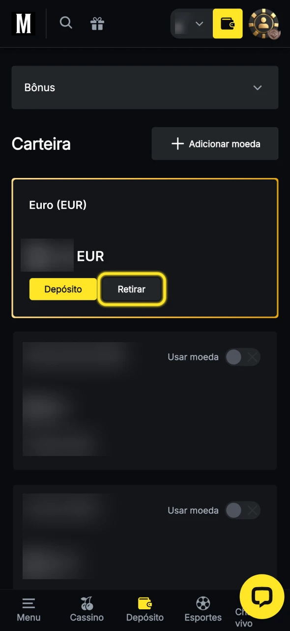 Pode levantar os seus fundos da plataforma Menace King.