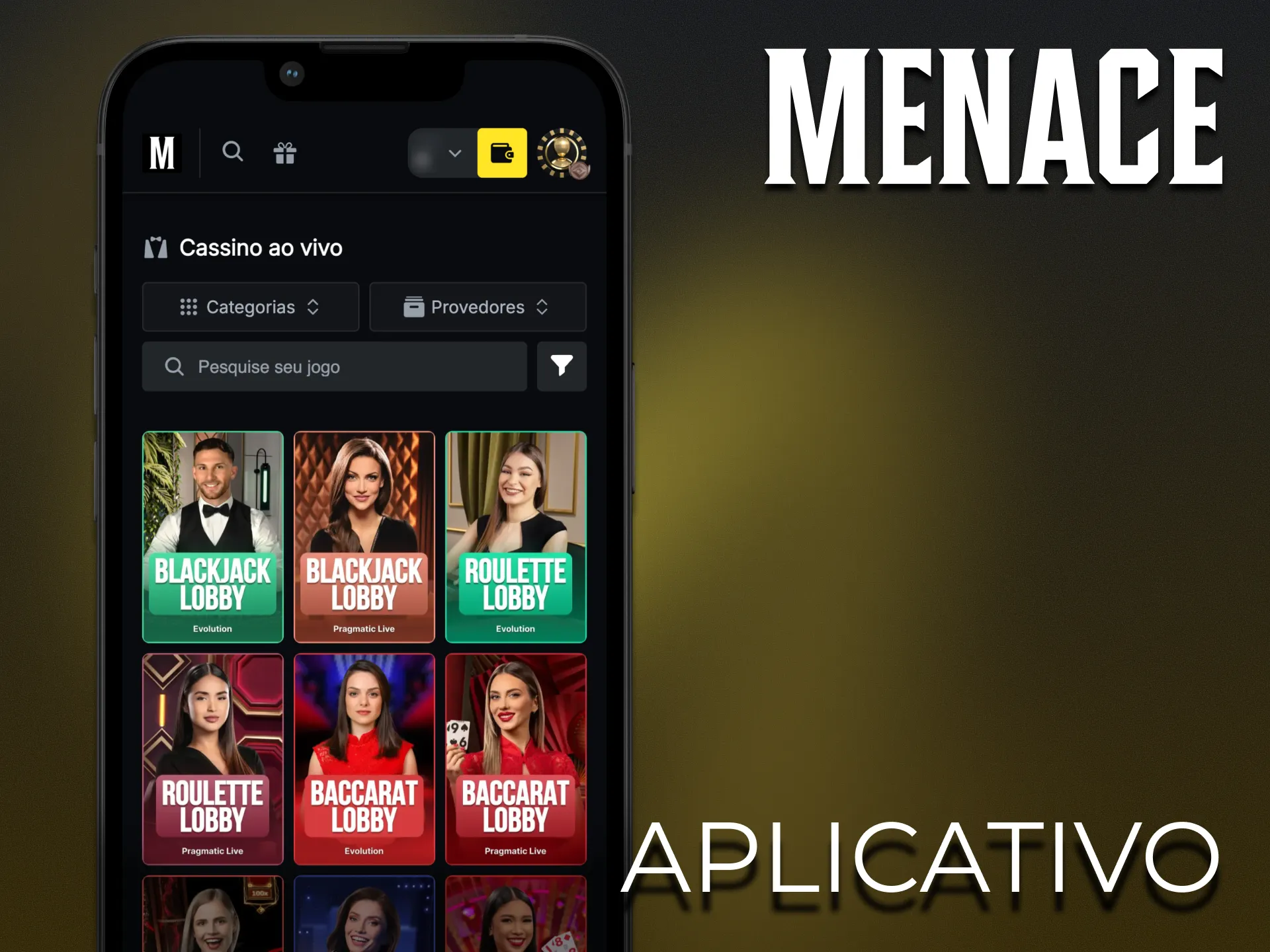 Pode aceder ao Menace King Live Casino no seu telemóvel.