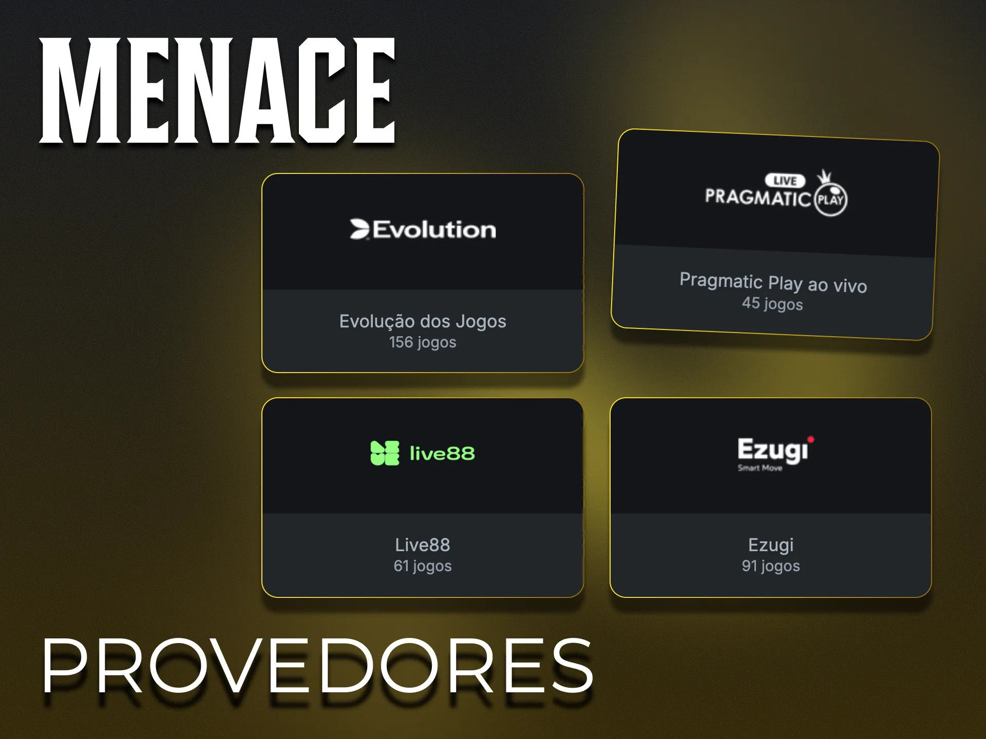 No Live Casino Menace King, você joga com os principais fornecedores.