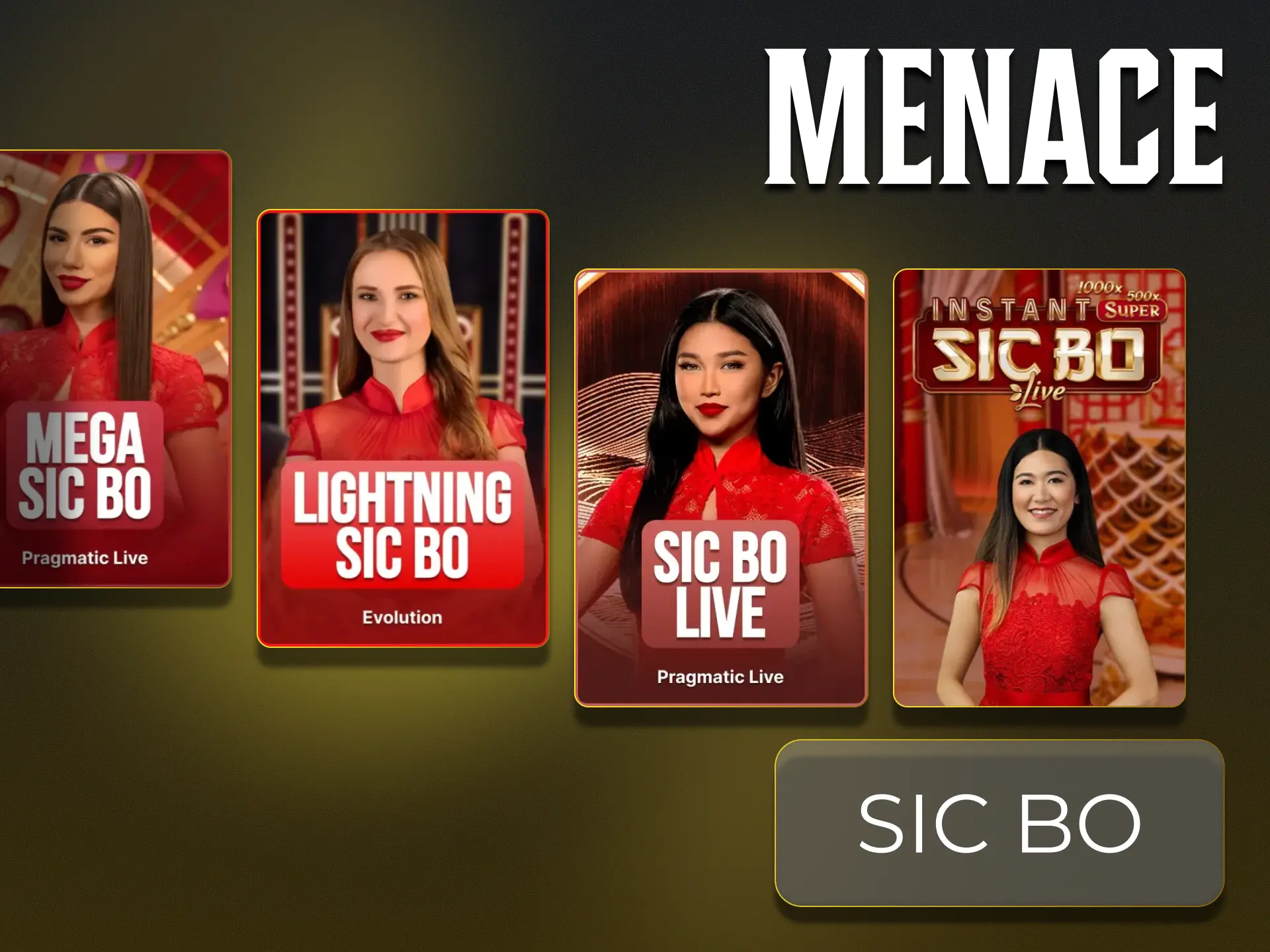 Tente a sua sorte nos jogos de Sic Bo no Menace King.