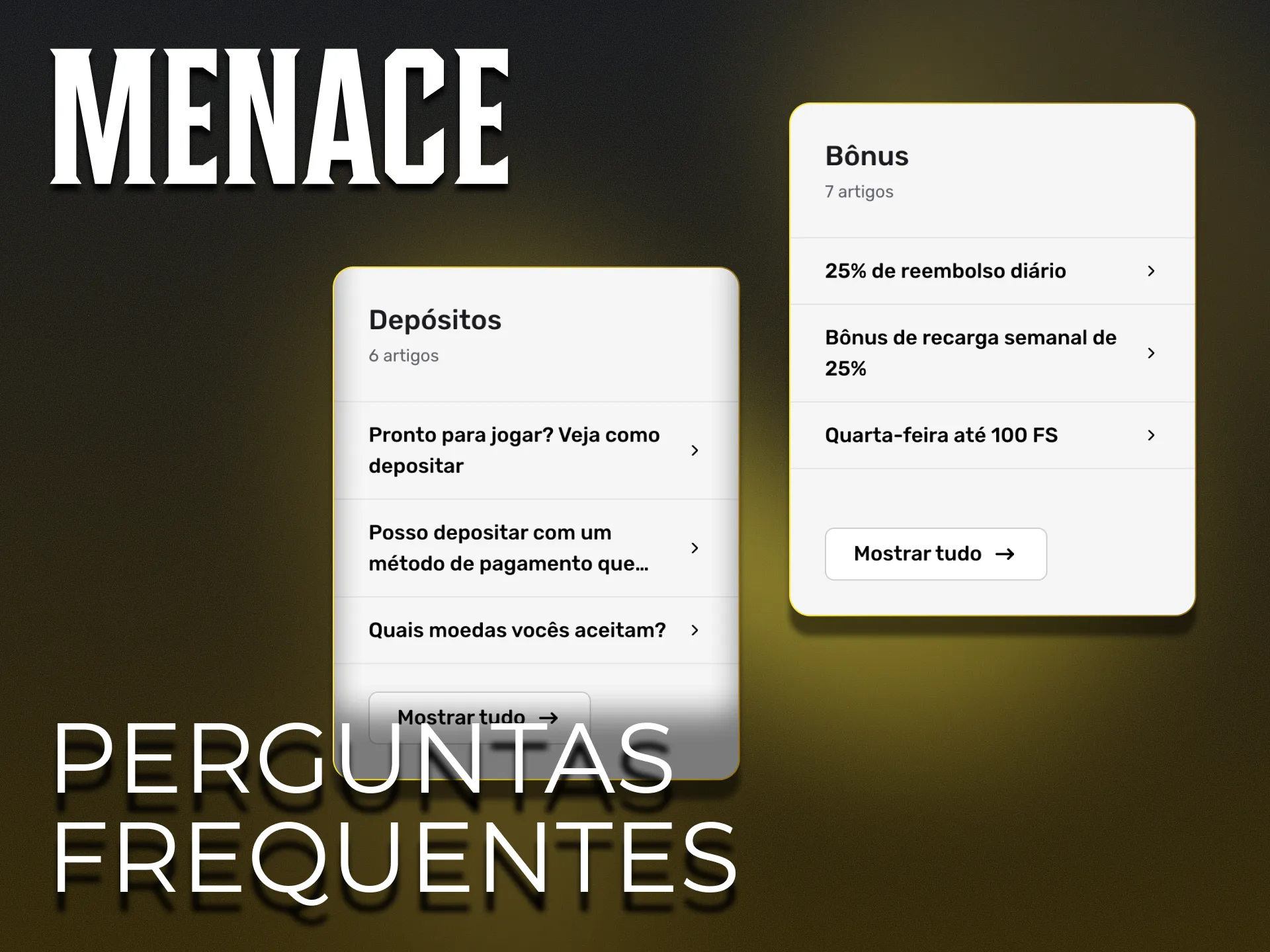 Explore a secção de perguntas frequentes do Menace King.