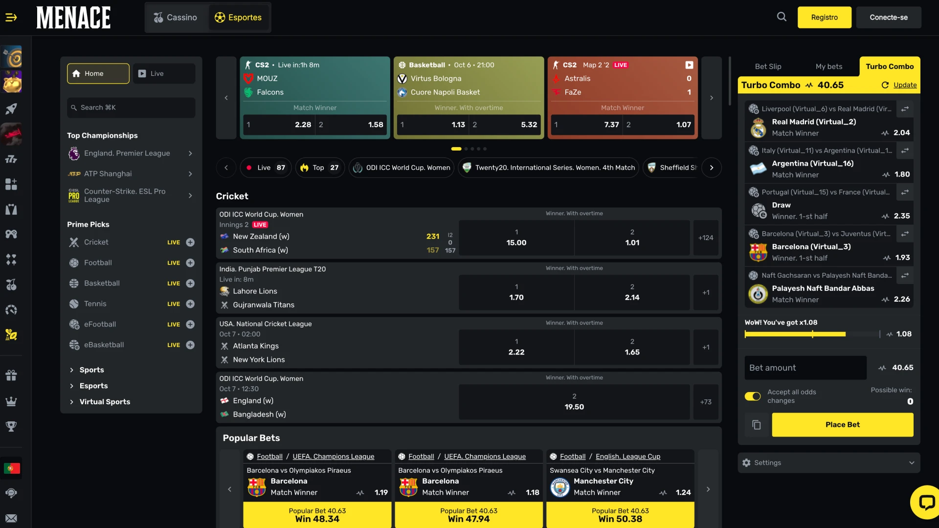 Experimente as apostas desportivas com o site Menace King.