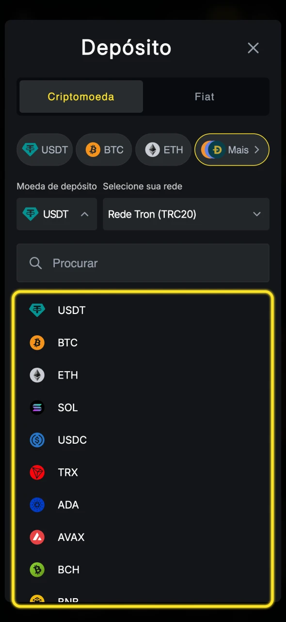 Selecione um método de pagamento na plataforma Menace King.
