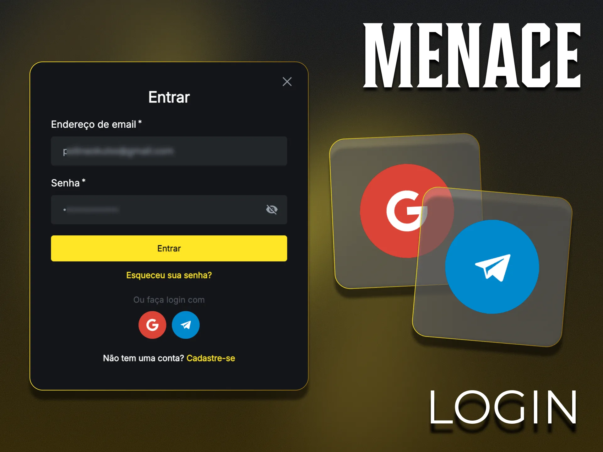 Inicie sessão na sua conta Menace King em apenas alguns segundos.