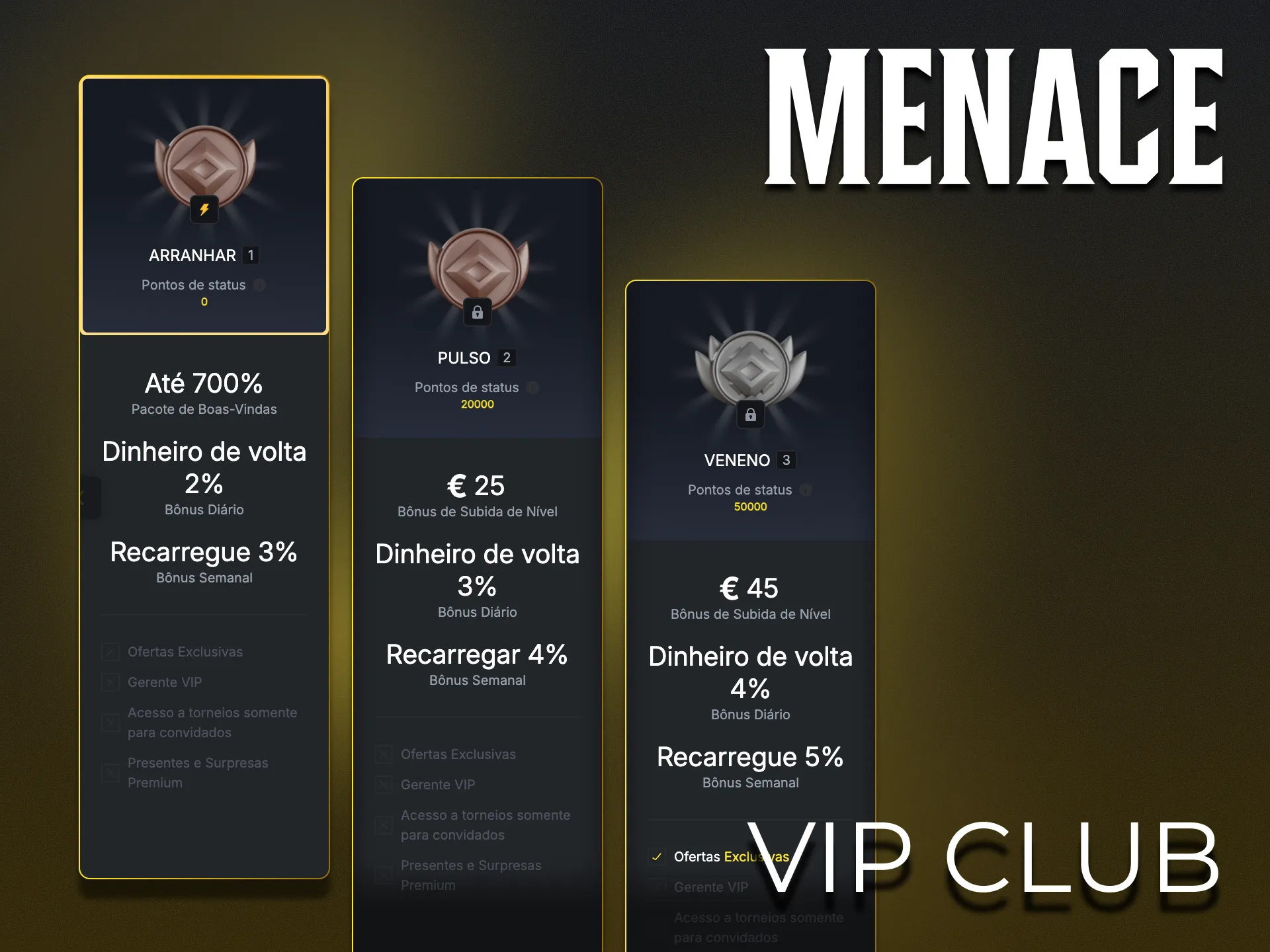 Junte-se ao clube VIP Menace King para obter benefícios.