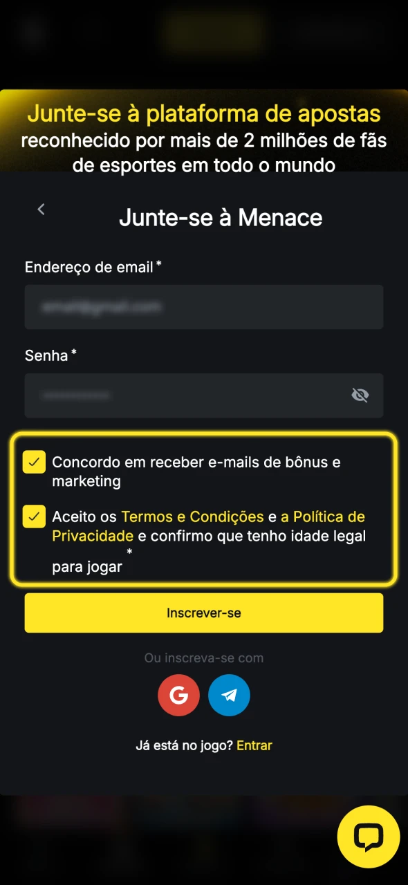 Leia atentamente os Termos e Condições do Menace King.