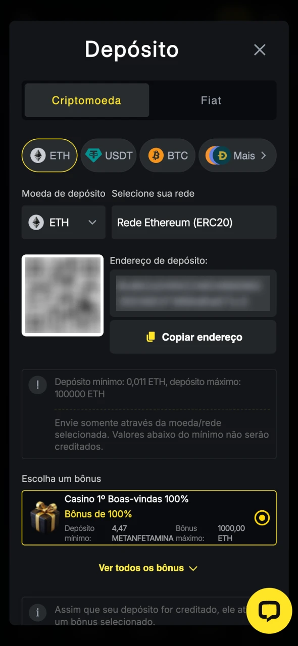 Faça um depósito mínimo na sua conta Menace King.